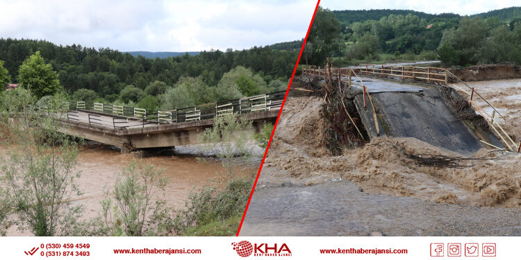 Bolu’da sel felaketi: Yol çöktü, köprüler yıkıldı!