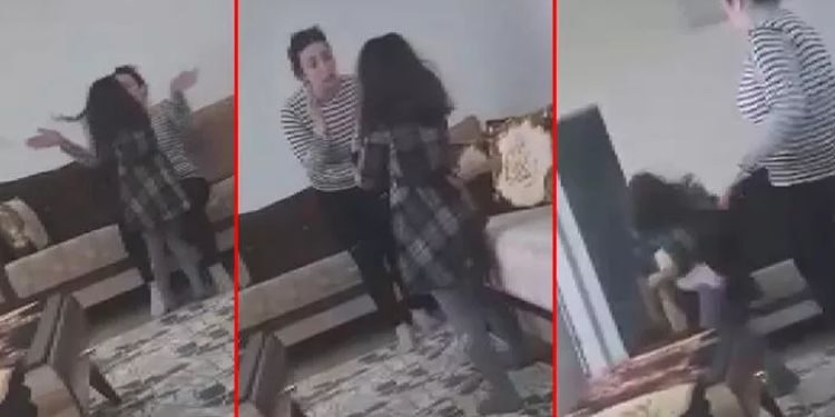 Çocuklarını döven karısını kameraya aldı!