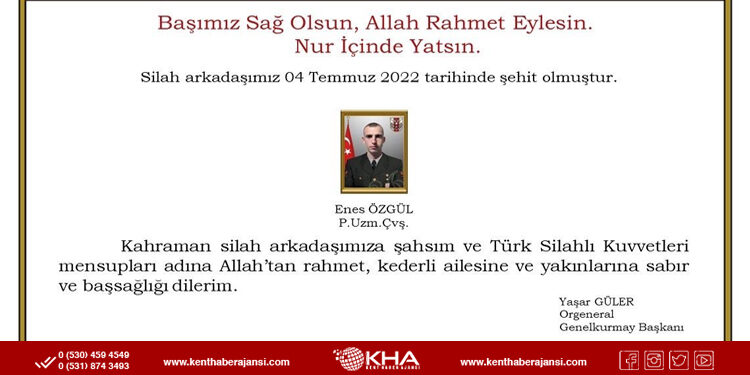 Başkan Döğücü’den Şehit Ailesine Başsağlığı Mesajı