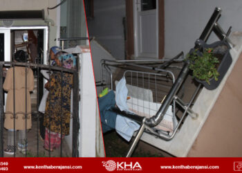 Kahve içtiği anda balkon çöktü!