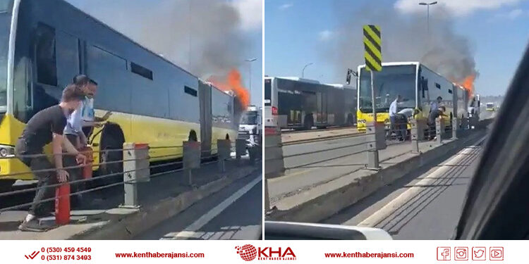 Haliç’te metrobüs yangını!