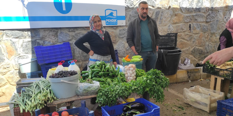 Pendik’te hasat edilen sebzeler satışa sunuldu