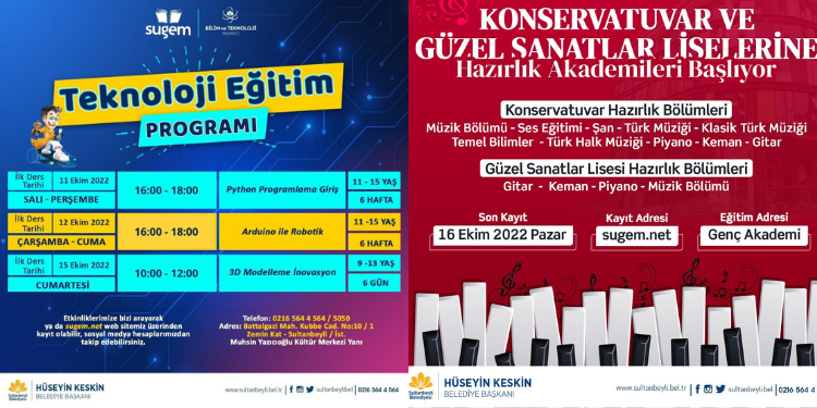 SUGEM’DE TEKNOLOJİ VE GÜZEL SANATLAR EĞİTİMLERİ BAŞLIYOR