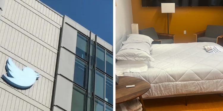 Twitter binasına yatak odaları kuruldu