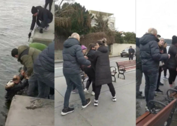 Denize düşen çiftin yardımına vatandaşlar koştu!