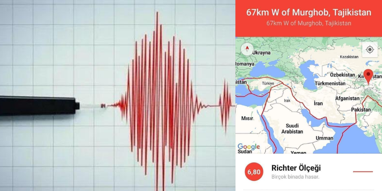 Çin-Tacikistan sınırında 7.2 şiddetinde deprem