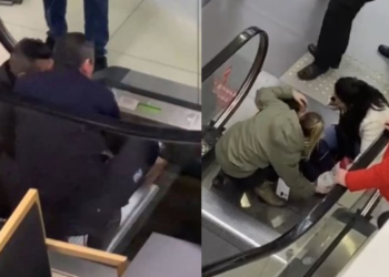 AVM’de korku dolu anlar! Çocuğun ayağı yürüyen merdivene sıkıştı!