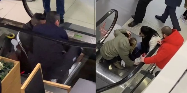 AVM’de korku dolu anlar! Çocuğun ayağı yürüyen merdivene sıkıştı!