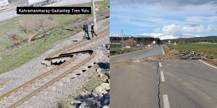 Depremden sonra tren rayları eğildi, yollar kaydı!