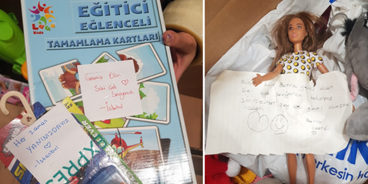 YARDIM KOLİLERİNDEN ÇIKAN NOTLAR DUYGULANDIRDI