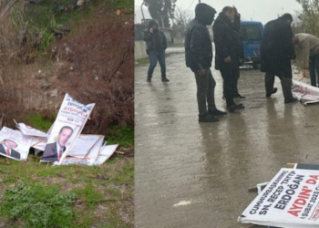 Aydın’da Cumhurbaşkanı Erdoğan’ın afiş dereye atıldı!