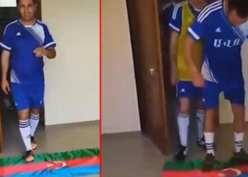 Ermeni futbolculardan Azerbaycan Bayrağına hakaret!