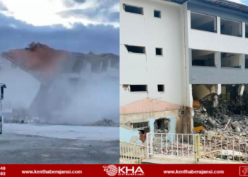 Gaziantep’te ağır hasarlı 4 katlı okul, yıkım sırasında çöktü!