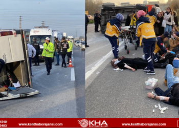 Otomobil yolcu minibüsüne çarptı: 17 yaralı!