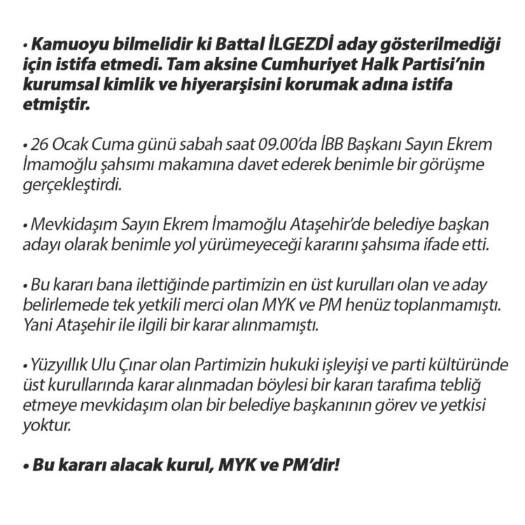 Başkan İlgezdi’den istifa ve İmamoğlu açıklaması!
