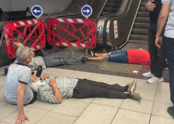 Yürüyen merdivende korkunç kaza!