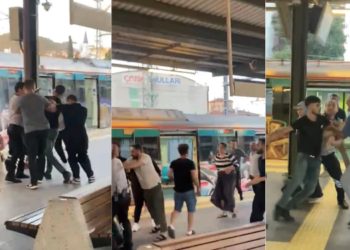 Marmaray’da tekme ve yumruklar havada uçtu!