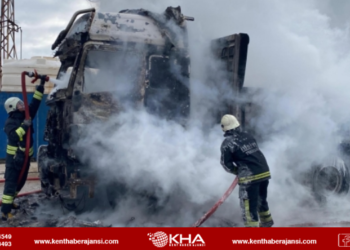 Tekirdağ’da park halindeki TIR yandı