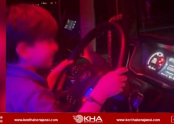 7 yaşındaki oğluna TIR kullandırdı