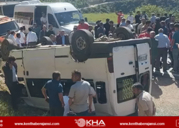 Lise servisi takla attı! 14 yaralı!